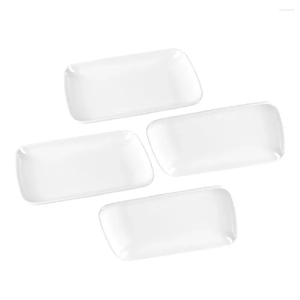 Conjuntos de vajilla 4 PCS Cubiertos Plato de comida de melamina Platos cuadrados Platos Bandejas Tazones grandes blancos Banquete