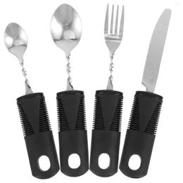 Geschirr-Sets, 4-teilig, vierteiliges Set, Utensilien für ältere Menschen, Edelstahl, Geschirr, Behindertengeschirr, Besteck, gewichtetes Steak, Erwachsene