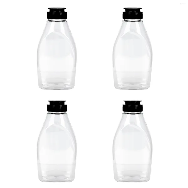 Conjuntos de vajilla 4 PCS Botella de miel Mini botellas de plástico Reutilizables Squeeze Salsa Tarros Tapas Mel The Pet Containers Dispensadores de mermelada