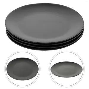 Ensembles de vaisselle 4 PCS Plaie de bijoux noire Mélamine Assiette ronde Dîner à fond plat