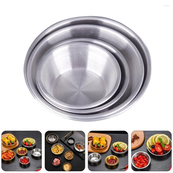 Ensembles de vaisselle 4 pièces mélange de beurre de noix métal portion tasses plats en acier inoxydable apéritif japonais Sushi trempage bol assiette