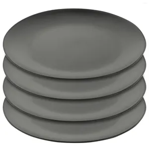 Conjuntos de vajilla 4 PCS Platos de cena de plástico Plato de melamina negro Comedor al aire libre Almuerzo Vajilla Aperitivo Cocina redonda