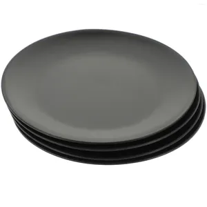 Ensembles de vaisselle 4 pièces plateaux en plastique assiette en mélamine noire plat dîner apéritif fond plat servant des assiettes de pique-nique en plein air