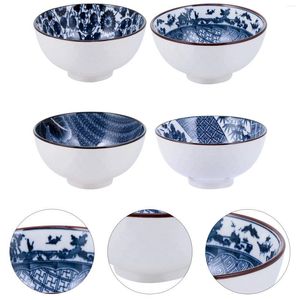 Ensembles de vaisselle 4 pièces bol de riz conteneurs de mariage bols cadeaux tenue bleue manger céramique céramique fruits cuisine
