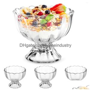 Serviessets 4-delige slakommen IJs Decoratieve beker Snack Dessert Serveerglas Glazen Drop Delivery Dhldo