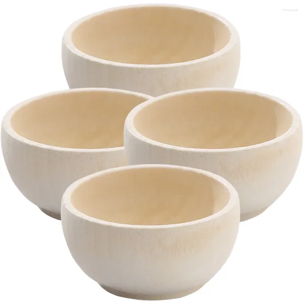Dinnerware Sets 4 Pcs Small Wooden Bowl Craft Material DIY Woodsy Decor Kids Toy Toys Cutlery Mini Child