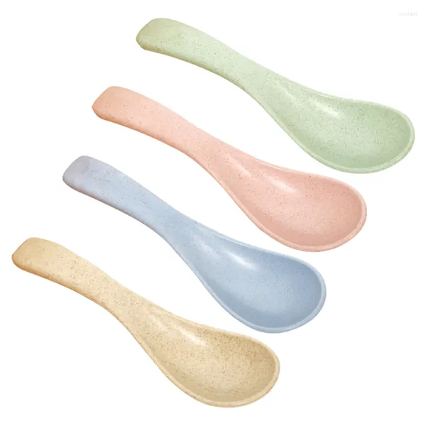 Ensembles de vaisselle 4 pièces cuillère enfants vaisselle en plastique plats olives mélangées multicolore bébé enfant en bas âge