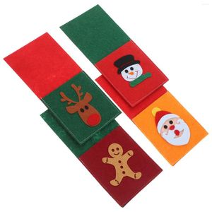 Juegos de vajilla 4 piezas Cucharas Cubiertos Cuchillo Bolsa Tenedor Mesa de comedor Banquete Vajilla Decoraciones Tela de fieltro Favor de la fiesta de Navidad Titular