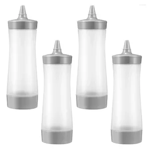 Din sets sets 4 pc's knijpen flessenskoeilijkheden saus salade honing dispenser mosterd keuken plastic containers jam