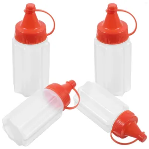 Ensembles de vaisselle 4 pièces bouteille de sauce à presser moutarde pressant les bouteilles de conteneur de condiments compressibles stockage ménage huile d'olive portable