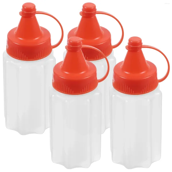 Conjuntos de vajilla 4 PCS Squeeze Salsa Botella Condimento Botellas Dispensador de ensalada Aceite de oliva Mostaza Mini Ketchup Contenedor de aderezo