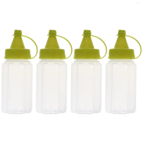 Conjuntos de vajilla 4 PCS Squeeze Salsa Botella Condimento Botellas Ensalada Aderezo Pequeño Contenedor Accesorios de Cocina Mini Mermelada Portátil