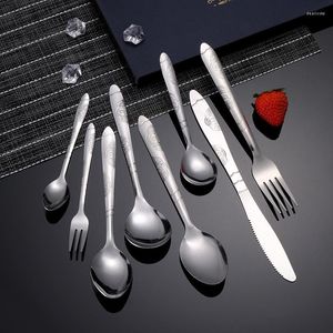 Ensembles de vaisselle 4 pièces ensemble de couverts imprimés en acier inoxydable couteau à manger fourchette occidentale cuillère à soupe argenterie Kits de sécurité au lave-vaisselle
