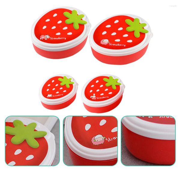 Ensembles de vaisselle 4 pièces fraise bac à fruits boîte de rangement Portable Mini réfrigérateur déjeuner extérieur conteneur pièce ensemble enfants