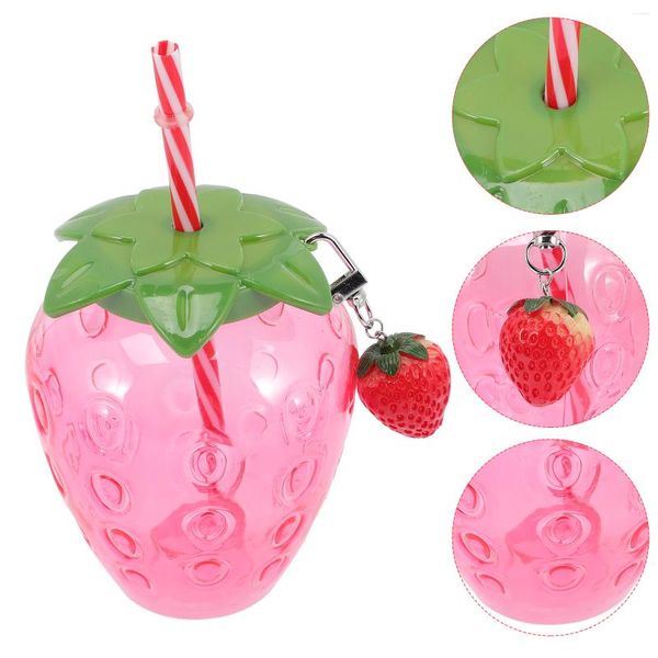 Juegos de vajilla 4 PCS Strawberry Cup Sippy Cups de fruta de piña Bebida de leche bebida Estudiantes de frasco de albañil Plastic