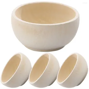 Dinarty Sets 4 pc's Woody Toy Small Wooden Bowl Mini -bestek Toys Kids Delicate DIY Craft Child