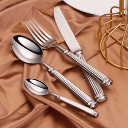 Dijkartikelen 4 stuks roestvrijstalen bestek Sliver Vintage tafelwerk set Elegant servies spiegel mes lepel set keukengerei 230503