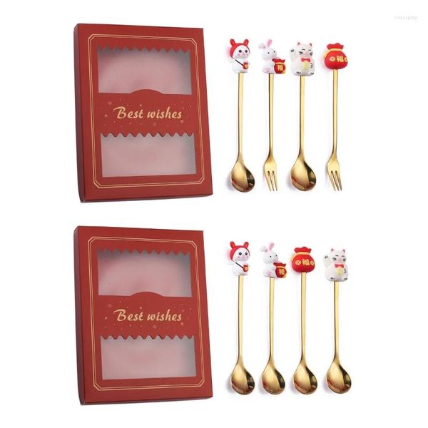 Ensembles de vaisselle 4 pièces 2023 ans cuillères fourchettes ensemble décorations de noël pour la cuisine à domicile M68E