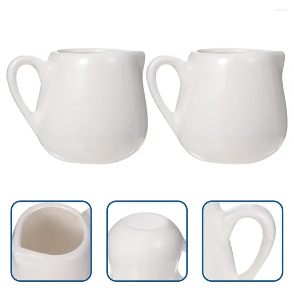 Ensembles de vaisselle 4pcs Picheur en céramique Puilles de crémier 50 ml Sauce de café Pot de sirop de trempage Bols blancs