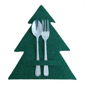 Ensembles de vaisselle 4 pièces porte-couverts d'arbre de noël sculpté rouge vert forme de noël tenir fourchettes couteaux pour fournitures de fête de table