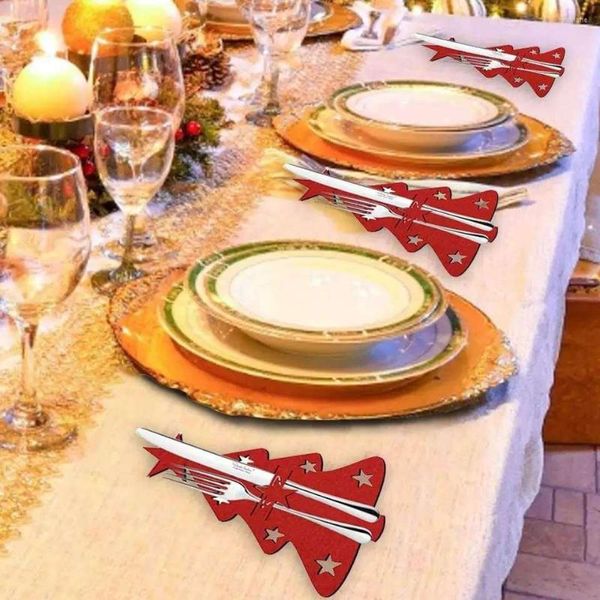 Ensembles de vaisselle 4 pièces arbre de noël couverts couteau et fourchette couverture Table décoration vaisselle décorative décor de noël sac