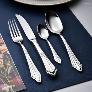 Ensembles de vaisselle 4 pièces ensemble de couverts de luxe de style diamant 18/10 plats de cuisine en acier inoxydable couteau fourchette cuillère Cubiertos vaisselle occidentale