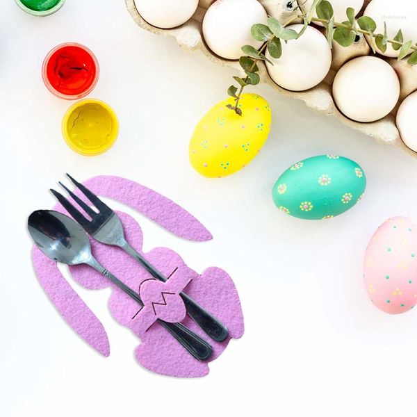 Juegos de vajilla, 4 Uds., bolsa de cubiertos de Pascua, vajilla, soportes para utensilios, cuchillos, tenedores, bolsa para decoración de mesa