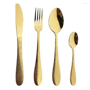 Juegos de vajilla Juego de vajilla de oro de 4 piezas Juego de cubiertos de acero inoxidable 18/10 Cuchillos Tenedores Cucharas Cena Cubiertos de cocina