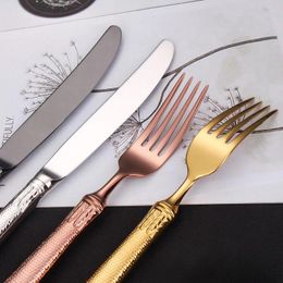 Ensembles de vaisselle 4 pièces de haute qualité Restaurant Premium mariage métal or couverts El plaqué couverts cuillère couteau fourchette