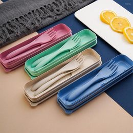 Dijkartikelen sets 4 stcs/se reis bestek set vork lepel draagbaar plastic herbruikbare picknickgerei Keuken servies accessoires