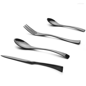 Ensembles de vaisselle 4 pièces/ensemble ensemble noir couverts en acier inoxydable dîner fourchette couteau cuillère à soupe vaisselle pour fête Restaurant