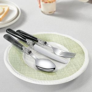 Juegos de vajilla 4pcs/set de cuchillo de cubierta de acero de acero inoxidable cuchara de bifurcación de mármol mango de plástico luz de lujo de lujo cuchillos de carne