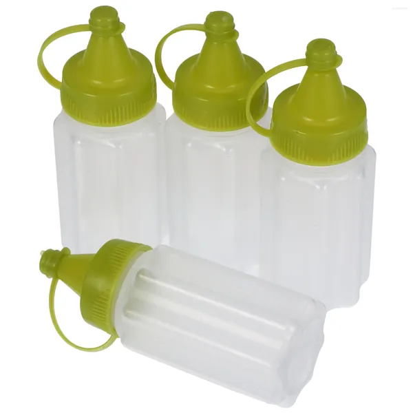 Ensembles de vaisselle 4pcs bouteilles de distributeur de ketchup de bouteille de sauce à presser et de miel