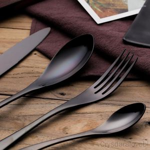 Ensembles de vaisselle 4 pièces en acier inoxydable couverts couteau fourchette cuillère ensemble El Western vaisselle titane plaqué or noir