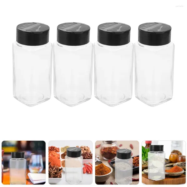 Conjuntos de vajilla 4pcs Pimienta de vidrio transparente Pimenteros portátiles Pequeños frascos de condimentos Contenedores de especias de cocina