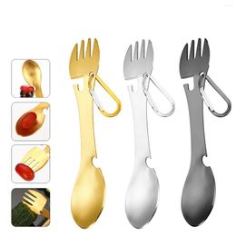 Ensembles de vaisselle 5-en-1 Utilitaire Tactique Spork Cuillère En Acier Inoxydable Décapsuleur Fourchette Couteau Peut Combo Camping Ustensile Pour La Randonnée