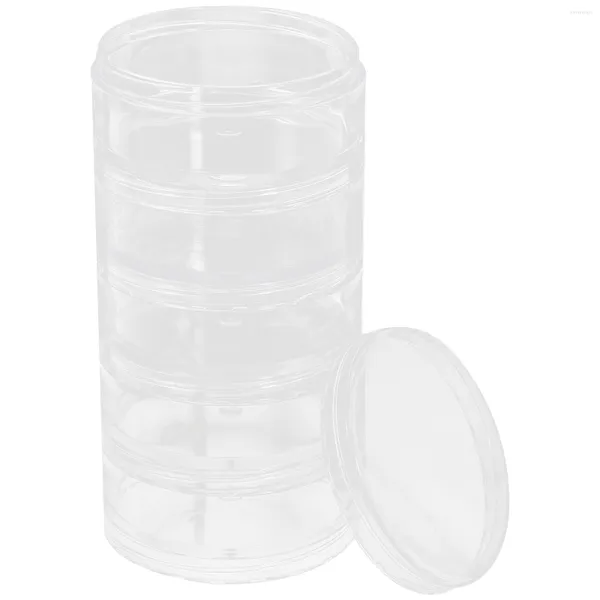 Ensembles de vaisselle 5 couches transparentes rondes conteneur de cosmétiques stockage en plastique conteneurs transparents boîte de rangement de maquillage