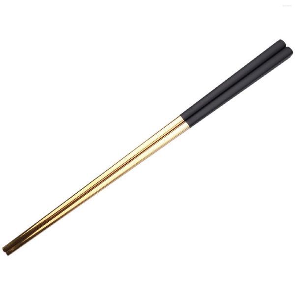 Juegos de vajilla 5 pares de palillos de acero inoxidable juego de oro chino palillos de metal negro utilizados para sushi