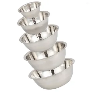 Conjuntos de vajilla 5 piezas Tazón Mezcla para hornear Vasos grandes para beber Taza de agua Ensalada Tazones de acero inoxidable