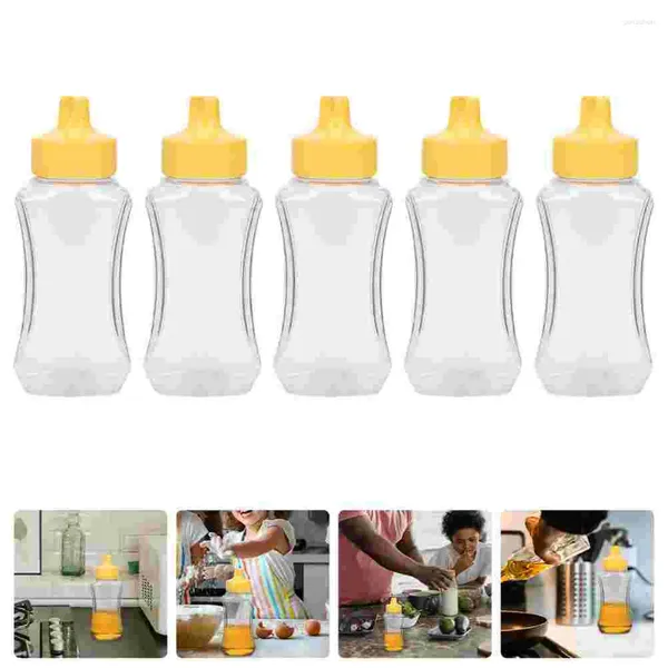 Ensembles de vaisselle 5 pcs Bouteilles de bouteille de miel assaisonnant la petite sauce bouche Salade de récipient en plastique