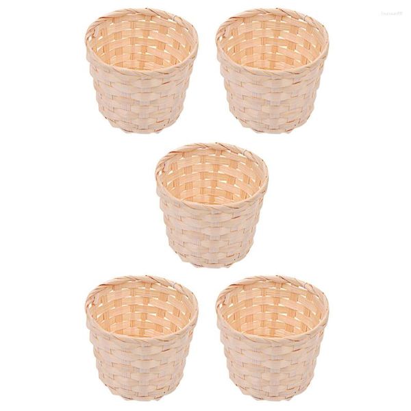 Ensembles de vaisselle 5 pièces panier de rangement pain jouets pour enfants conteneur de fruits bambou tissé Snack tissage enfants cintre