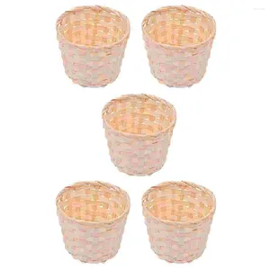 Ensembles de vaisselle 5 PCS Panier de fleurs tissés Conteneur de fruits petits conteneurs Bamboo Clothes Pensers Rangement Crafts