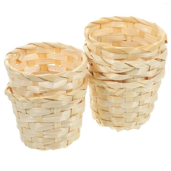 Ensembles de vaisselle 5 PCS Panier de fleurs tissés Bamboo Storage des servants CONTENURS CONSEUR CONSEUR FRUITS PAILLE TEAUX COUPBAGE ENFANT