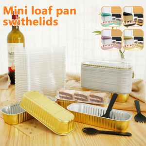 Serviessets 50/100 stuks 200 ml wegwerpmuffin cheesecake mini broodbakpannen met deksels aluminiumfolie bakpannen Ramadan decoratie 230920