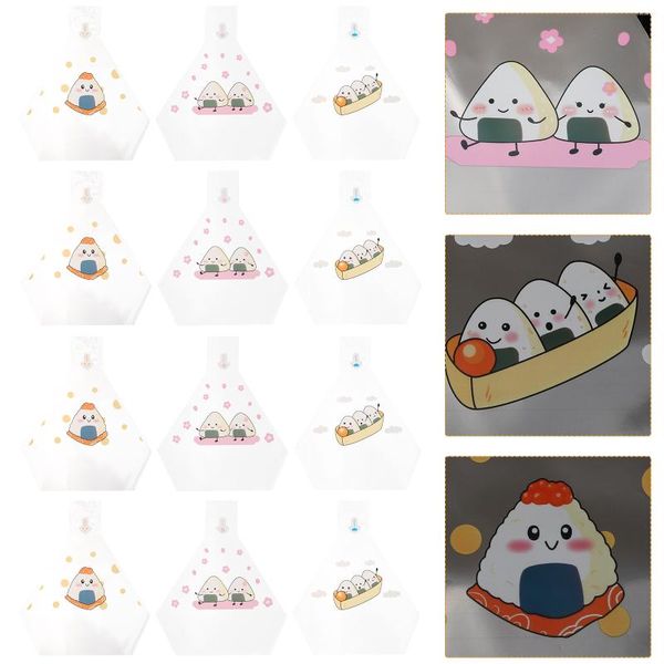 Ensembles De Vaisselle 50 Pcs Emballage En Vrac Bonbons Triangle Boule De Riz Emballage Japonais Onigiri Wrapper Sushi Skin 19x15CM Plastique Transparent