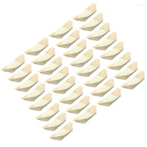 Ensembles de vaisselle 50 pcs Sushi Boat Cake Décorations Frites Français Bois Plastique Dessert Conteneurs