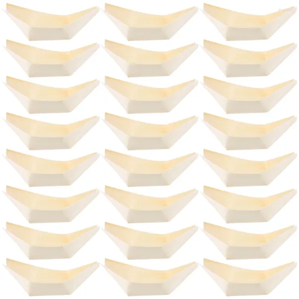 Conjuntos de vajilla 50 PCS Plato de sushi Platos reutilizables Sashimi de madera Bandeja de barco Contenedor Tazón Disco desechable