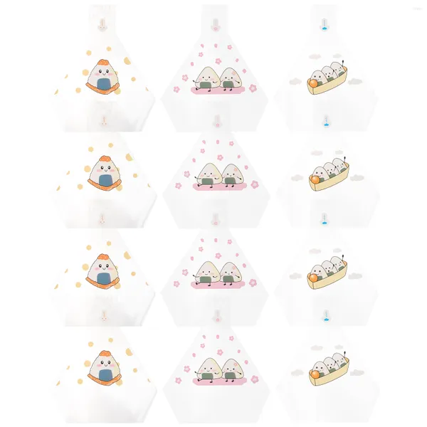 Ensembles de vaisselle 50 pièces Triangle boule de riz emballage Onigiri emballages biscuits pochoirs sac en papier décoration en vrac plastique verre