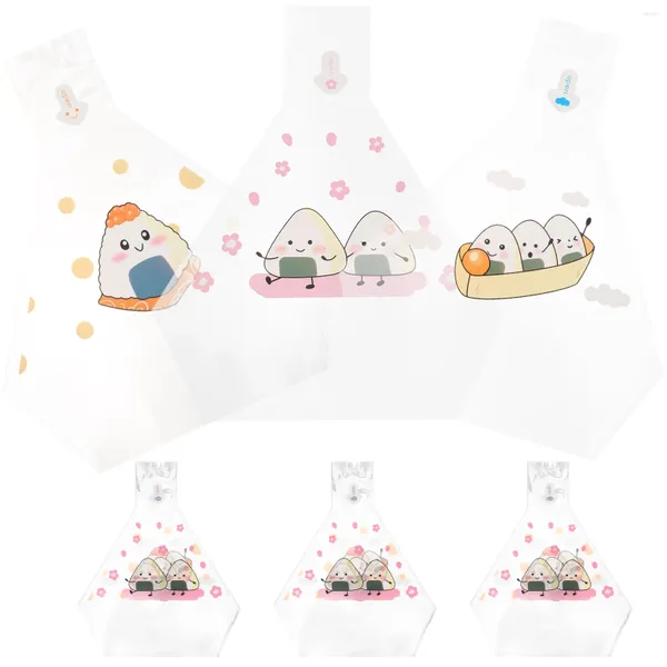 Conjuntos de vajilla 50 PCS Triángulo Bola de arroz Embalaje Bolsas de galletas transparentes Envoltorios de Onigiri Decoración a granel Fabricación de tubos Kit de plástico Kats