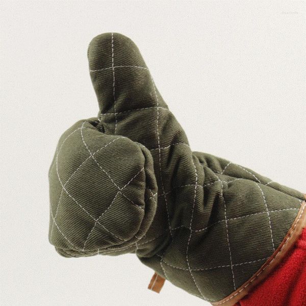 Ensembles de vaisselle 500 degrés épaissir les gants à micro-ondes Atrovirens support de pot de four super résistant à la chaleur gant de cuisson vert tissu de coton cuisine